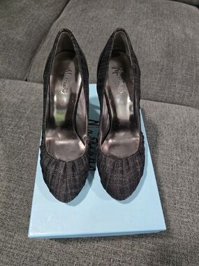Marciano Black Textured Pointed-Toe Pumps
